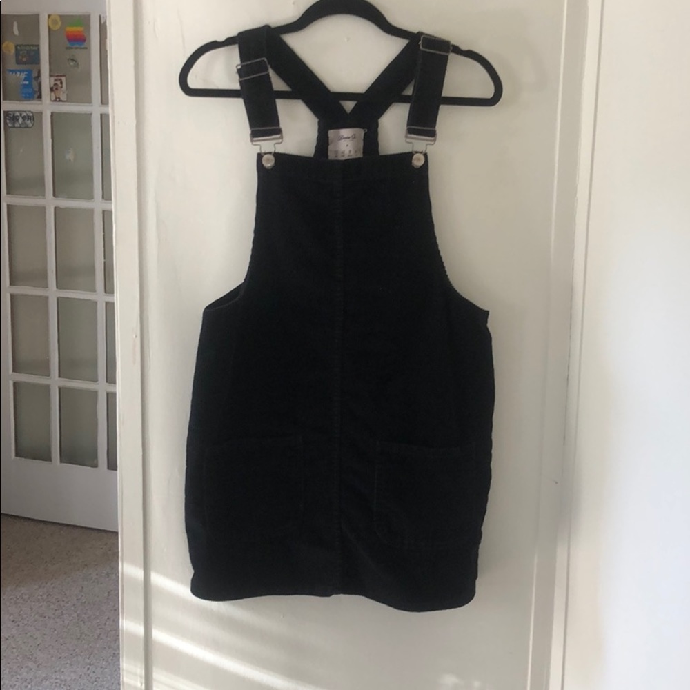 Black corduroy overall dress